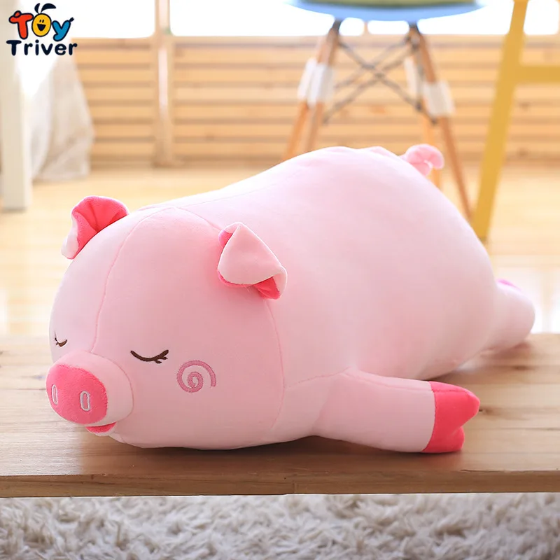 Plush Pink Pig Toy Stuffed Animal Doll Lazy Sleeping Pigs Baby Kids