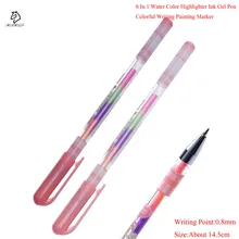 2 шт. 6 в 1 чернила гелевая ручка Kawaii красочные маркеры Highlighter школьные принадлежности написания картины записках канцелярские мяч- шариковая ручка