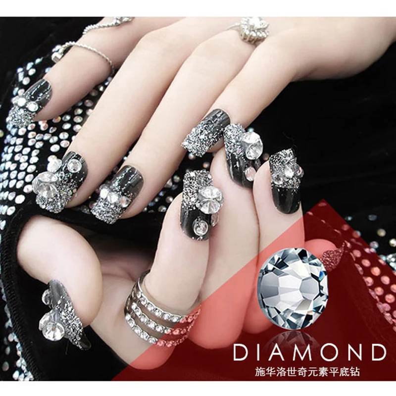 nail art 3D crystal glass rhinestone sticky diamond high-end nail mine black diamond nail diamond decoration
