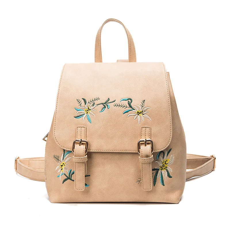 

2018 New Sweet Women Backpack Schoolbag Embroidery PU Fashion for Mobile Phone Money Keys LBY2018
