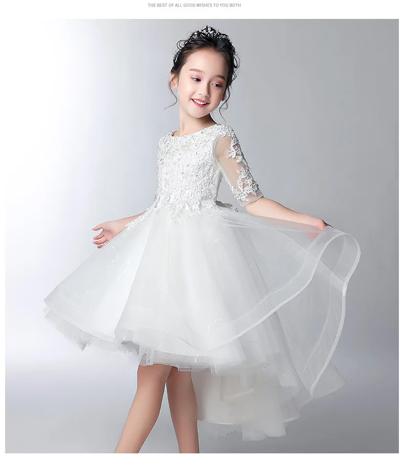 Высококачественное рождественское кружевное платье для девочек; белые детские платья русалки для девочек; платья для дня рождения; праздничная одежда для девочек