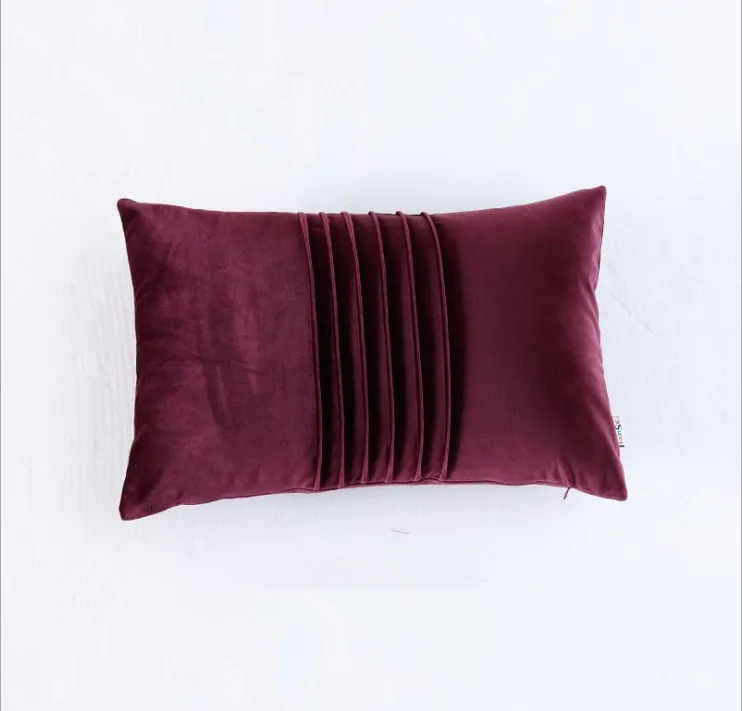 Супермягкий бархатный Вышитый Чехол для подушки с ручной складкой, однотонный розовый синий домашний декоративный чехол для подушки, Пиломатериал, наволочка 30x50 см