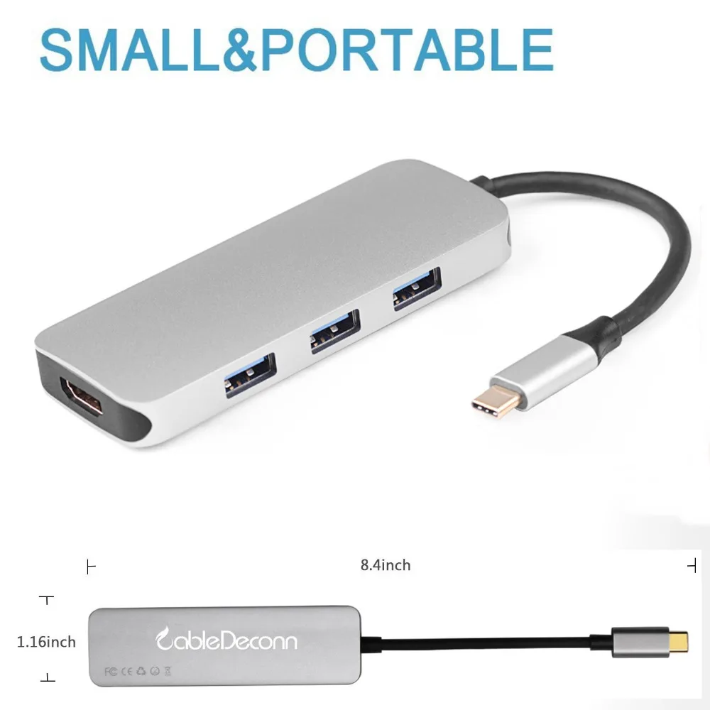 Thunderbolt 3 type-c to hdmi 4k adapter usb3.1 to usb hub dock port converter charging cable for macbook HDTV projector