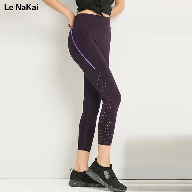 Fitness Women Zipper Yoga Legging Hollow out Skinny yoga pants high