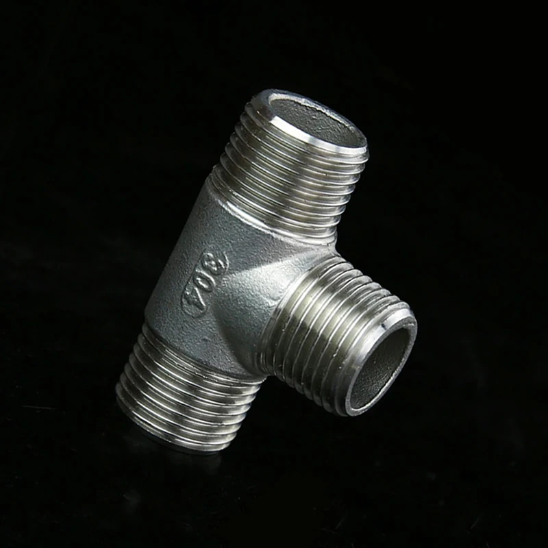 1" BSP Male Thread Tee Type 3 Way 304 Stainless Steel Threaded Pipe