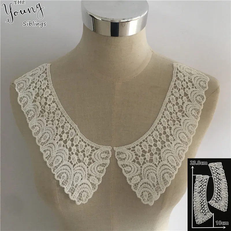 

New arrive Embroidery Hollow out Applique False collar DIY Sewing Lace Neckline Fabric Wedding Clothing Accessories 1 pcs sell