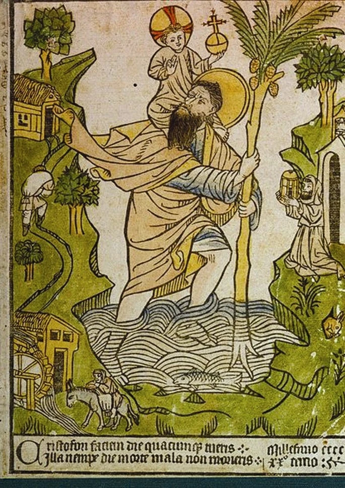 Декоративная забавная магнита библейская история St_Christopher &amp Jesus металлический