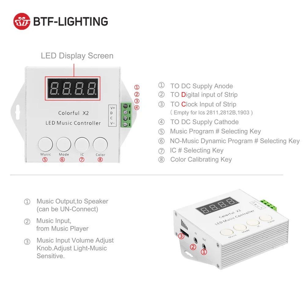 Музыкальный X2 контроллер RF сенсорный пульт дистанционного управления для WS2812B WS2811 WS2813 USC1903 светодиодные полосы модули вход Макс 1000 пикселей DC5V-24V