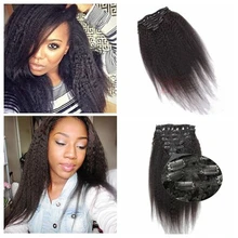 Clip Kinky Straight Human in Hair Extensions 7A Italian Coarse Yaki Human in Hair Brazilian Virgin in Hair Clip In Extension