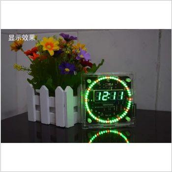 

DIY Kit DS1302 Rotating LED Electronic Digital Clock 51 SCM Learning Board With Case