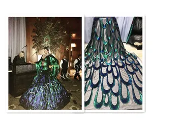

Nice deisgn Sequins Net Fabric With super Quality BZL-12059 African Tulle Lace Fabric For party Dress