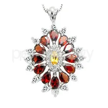 Драгоценные камни ожерелье подвеска натуральный гранат, цитрин 925 стерлингового серебра ювелирные украшения 0.4ct* 13 шт драгоценные камни#16090101