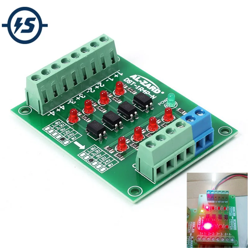 24 В до 5 В 4 канальная оптопара изоляционная доска изолированный модуль PLC уровень сигнала преобразователь напряжения доска 4 Бит