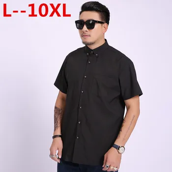 

Plus 8XL 6XL 5XL 4XL black white casual shirts mens dress shirt men fashion 2019 summer high quality short sleeve male shirt