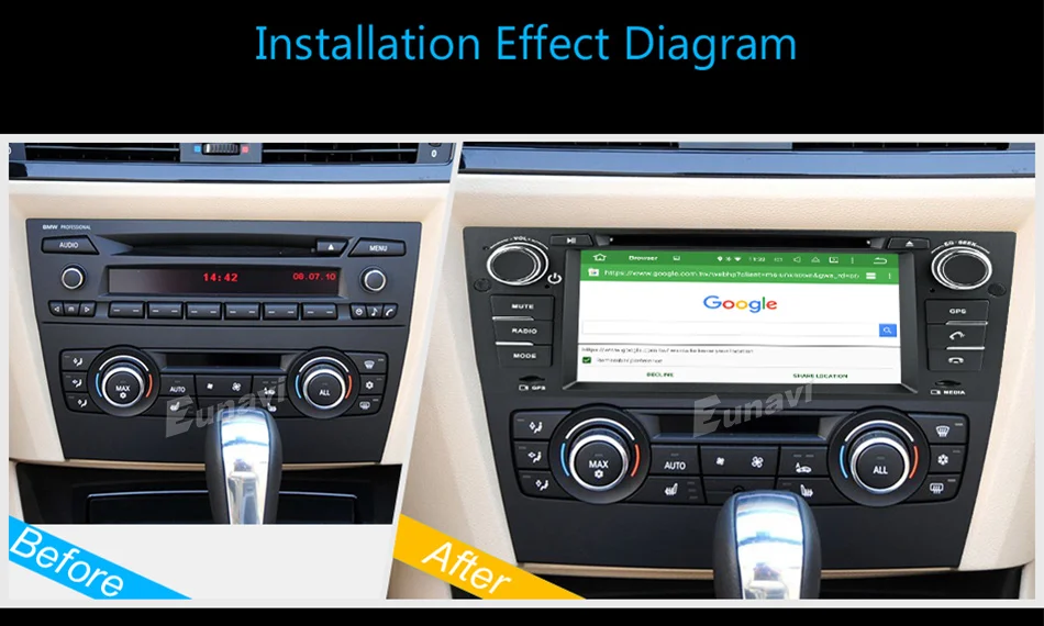 Perfect Eunavi Octa 8 Core CPU Android 8.0 Car DVD For 3 Series BMW E90 E91 E92 E93 318 320 325 For Manual Air Conditioning gps Navi 25