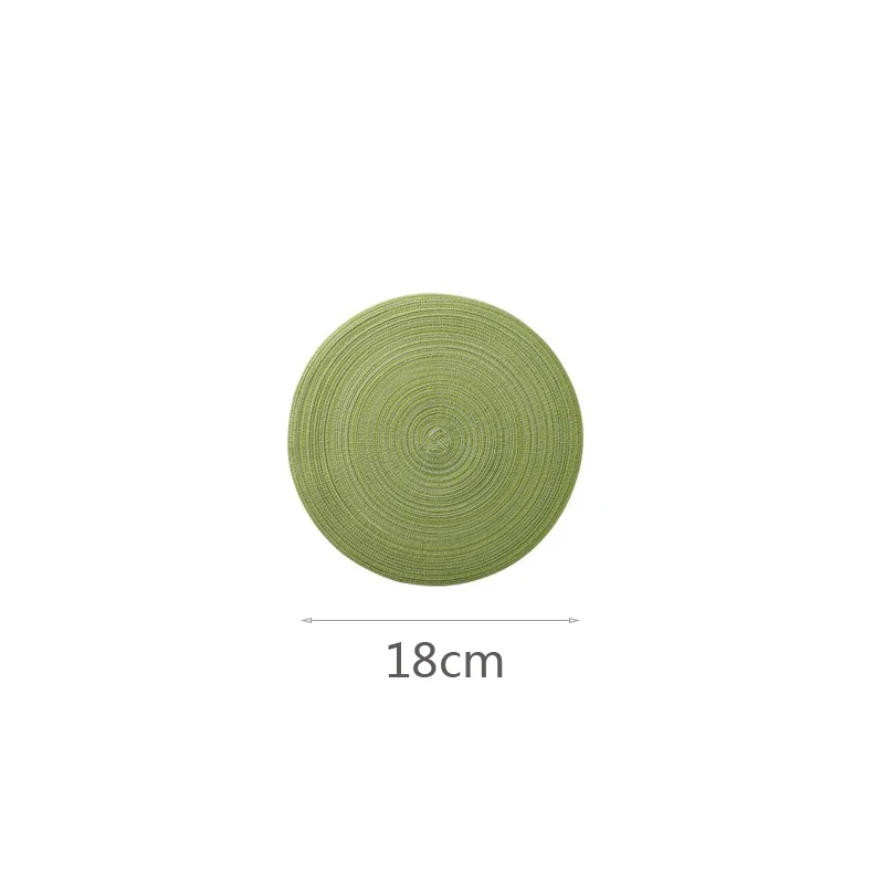 Green 18cm Нескользящие Популярные круглый дизайн Лен Высокое качество кухонные аксессуары подстилки горячая Распродажа рами изоляционный коврик 1 шт. Настольный коврик сплошной - Цвет: Green 18cm
