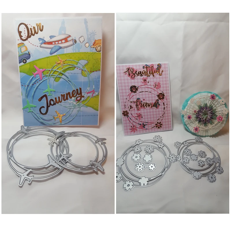 

Circle with Aircrafts Flowers Metal Cutting Dies for Scrapbooking DIY Photo Album Card Making Decorative New 2019