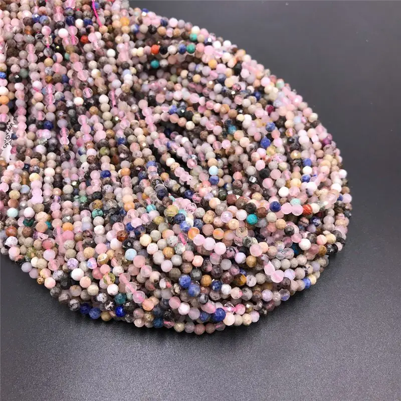 Натуральные разноцветные циркониевые бусины красивые 2 мм 3 мм Свободные Круглые микро граненые для изготовления ювелирных изделий своими руками браслет ожерелье аксессуары - Цвет: Tourmaline