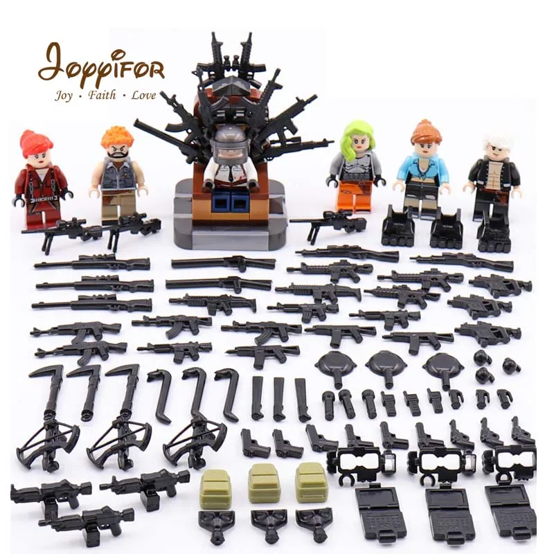 

Joyyifor 6Pcs/Lot PUBG Playerunknown's Battlegrounds Military Army Weapons Compatible LegoINGlys Building Blocks Set Kids Toys