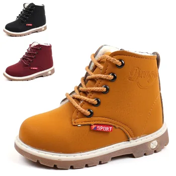 

New 2020 Autumn Winter Boys Girls Children Snow Boots Fashion Ankle Boots Baby Thickened Warm Kid's Shoes Leather Casual Boots
