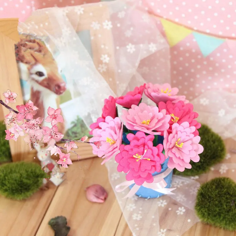 Искусственный букет украшение в горшках для дома ручной работы шитье милый фетровый Цветок резка DIY материал ремесло комплект поставки для детей и девочек - Цвет: Style 8