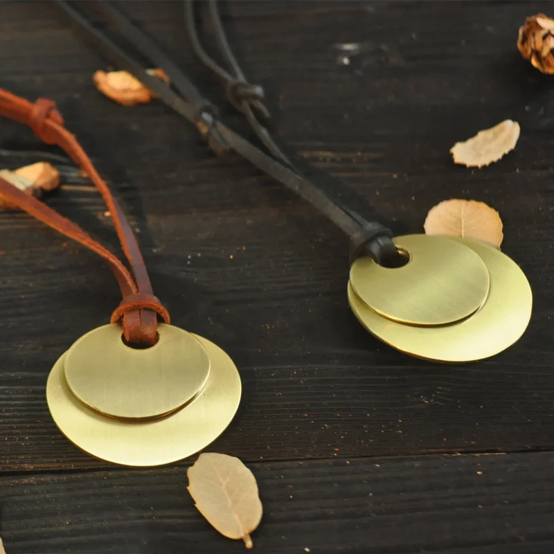NIUYITID 100% Genuine Leather Jewelry Boys Necklaces Men Vintage Gold Color Pendant Metal Necklace Long Neckless  (3)