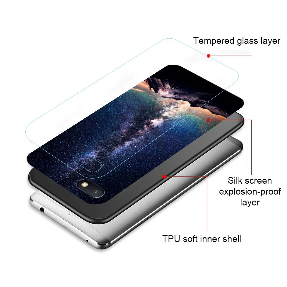 Tempered Glass Back Cover for Xiaomi Redmi A6 Cases Space Patterned Phone Case for Xiaomi Mi A1 RedMi Note 5 Pro 4X 5 Plus Coque (8)