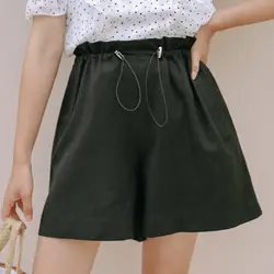 2019 новые корейские шикарные Стрейчевые шорты с завязками на талии женские летние повседневные универсальные шорты черные/белые женские
