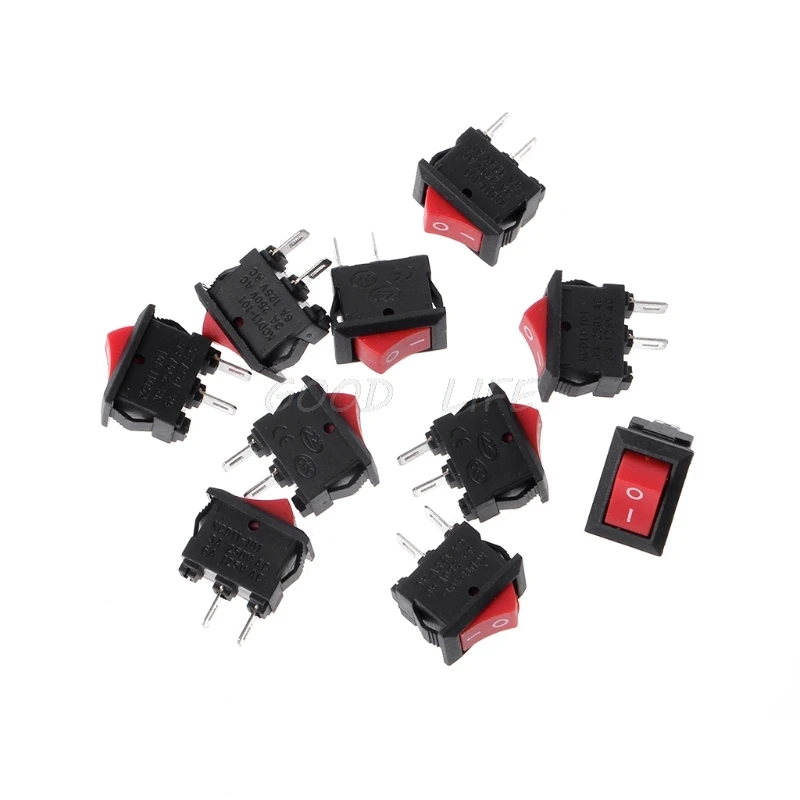 10 шт 2 Pin 10x15 мм SPST вкл/выкл пайки Терминал лодка кулисный переключатель 3A AC 250V |