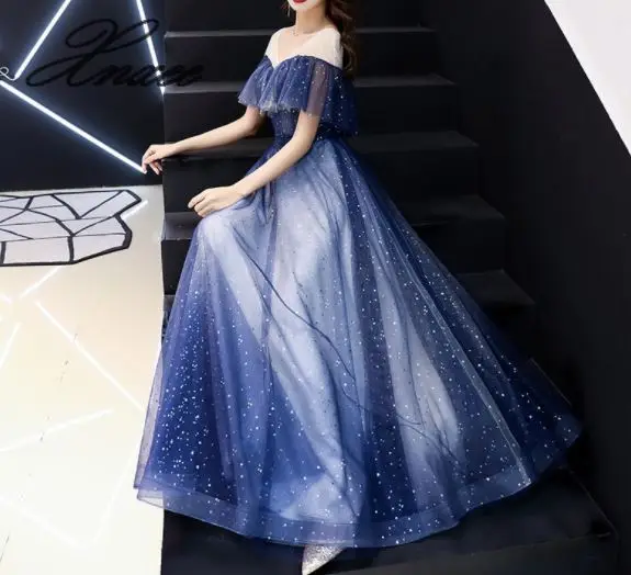 Женское платье Новое банкетное модное атмосферное Элегантное Длинное платье со звездами