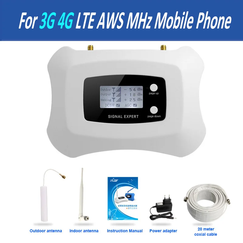 LCD Display Intelligent Yagi & Ceiling antenna AWS 1700MHz 3g 4g Signal Booster 