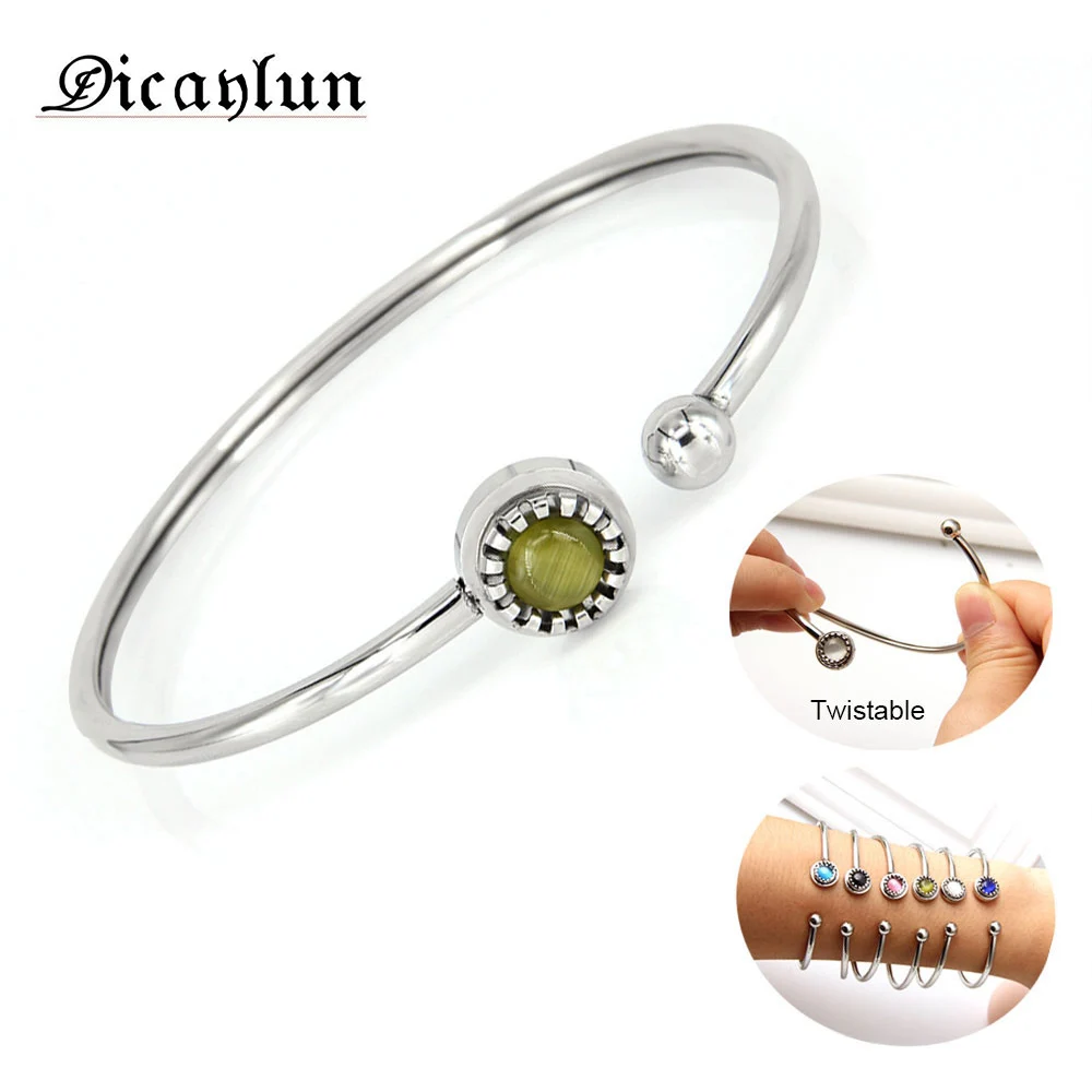 

DICAYLUN Stainless Steel Open Bracelet Type C Elasticity Steel Wire Mosaic Twist Bracelet Jewelry Accessories