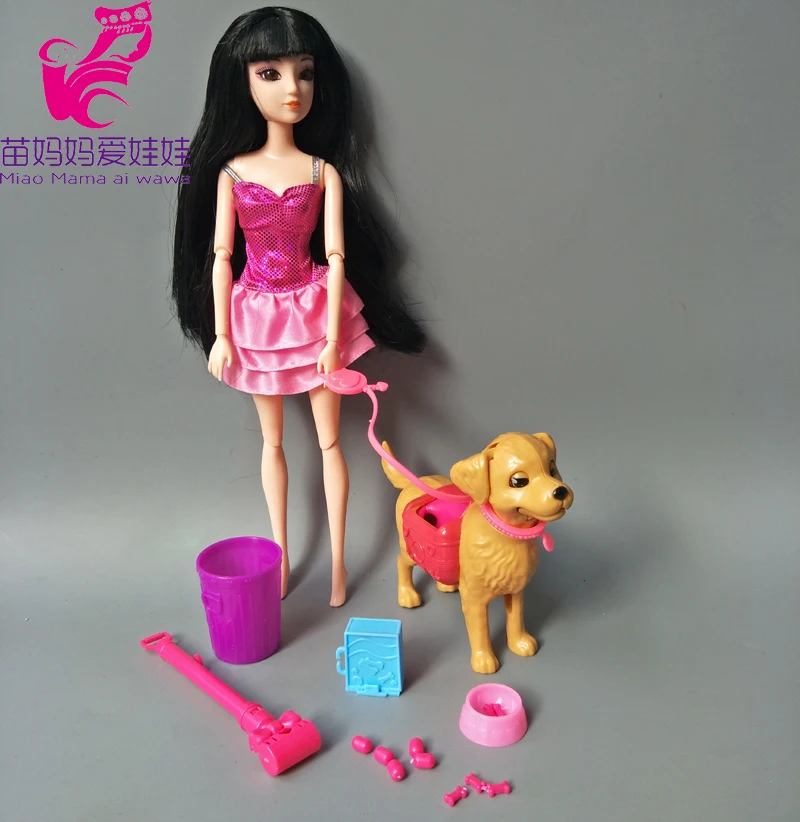 Dog Pet Sets Dog Food Bones 1:6 Dollhouse Accessories Puppet Toy For Barbie Ken Doll Play House Early Education girl gift