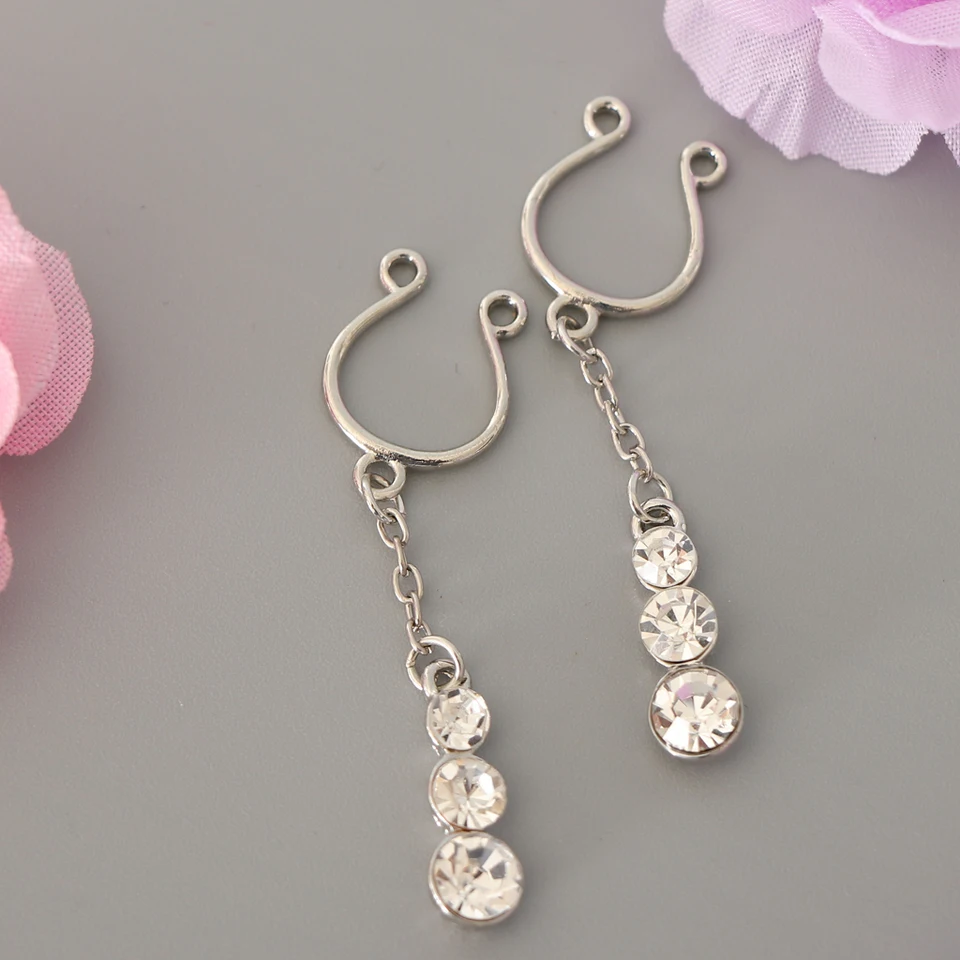 QWALIT Gold Fake Nipple Rings Adjustable Noose Non Piercing