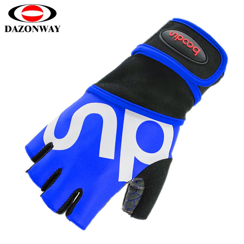 

Men Women Half Finger Crossfit Gym Gloves Fitness Gloves Body Building Weight Lifting Wrist Sport Gloves Musculation Black Blue
