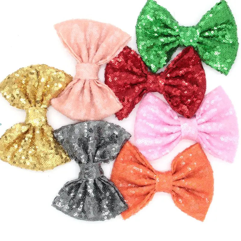 

10pcs/lot 38 Colors 5" Big Sequin Bow Knot Bow Hair Bow Big Messy Sequin Bow Without/With Clips hair accessories Headwear