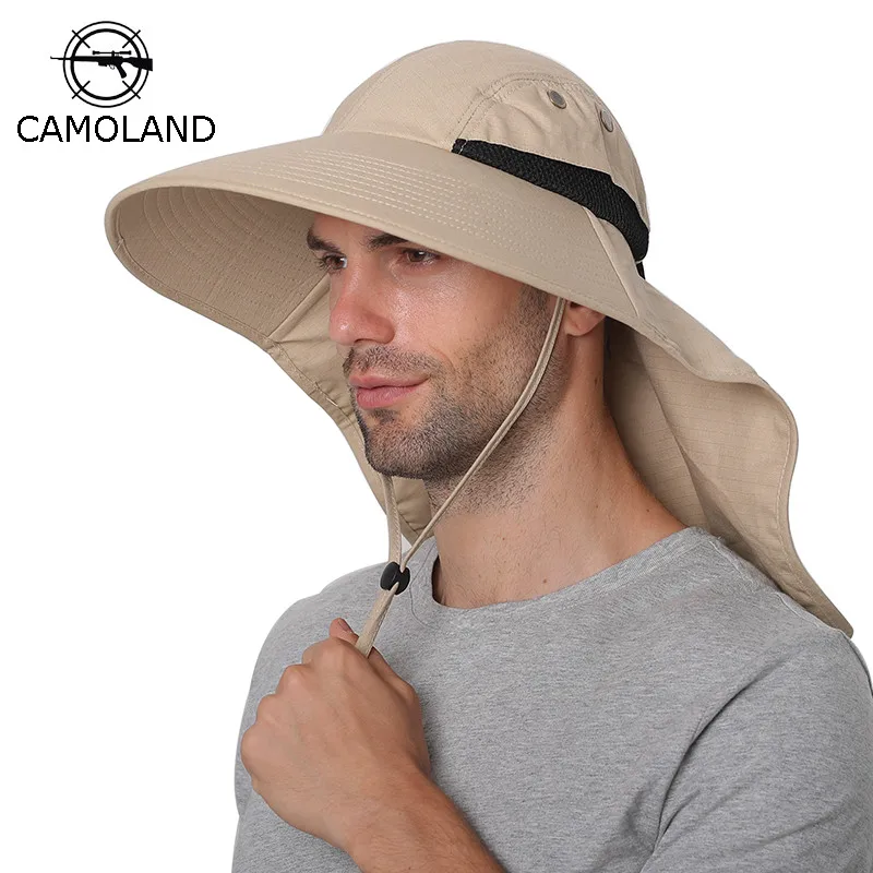 

Summer Sun Hat Men Women Cotton Boonie Hat with Neck Flap Outdoor UV Protection Large Wide Brim Hiking Fishing Safari Bucket Hat