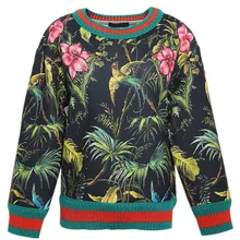 Autumn Spring France Italy Pringting Flower Bird Vintage Space cotton Pullover hoodies Tops Tees Girl Fashion Girl outwear