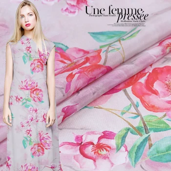 

Digital inkjet silk crepe de chine fabric14 mm soft micro-transparent shirt dress chinese silk fabric wholesale silk cloth
