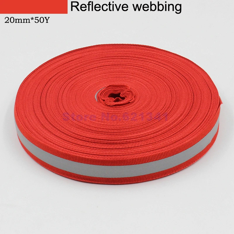 20mm*10mm(W)*50yards Red Reflective Fabric Tape Reflective bing Ribbon Taps Sew On Tape Free