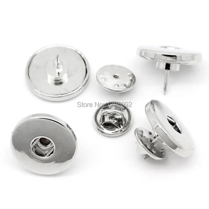 

Wholesales 36Pcs Silver Tone Round Brooches Fit 5.5mm Snap Press Buttons Jewelry DIY 19mm Dia.