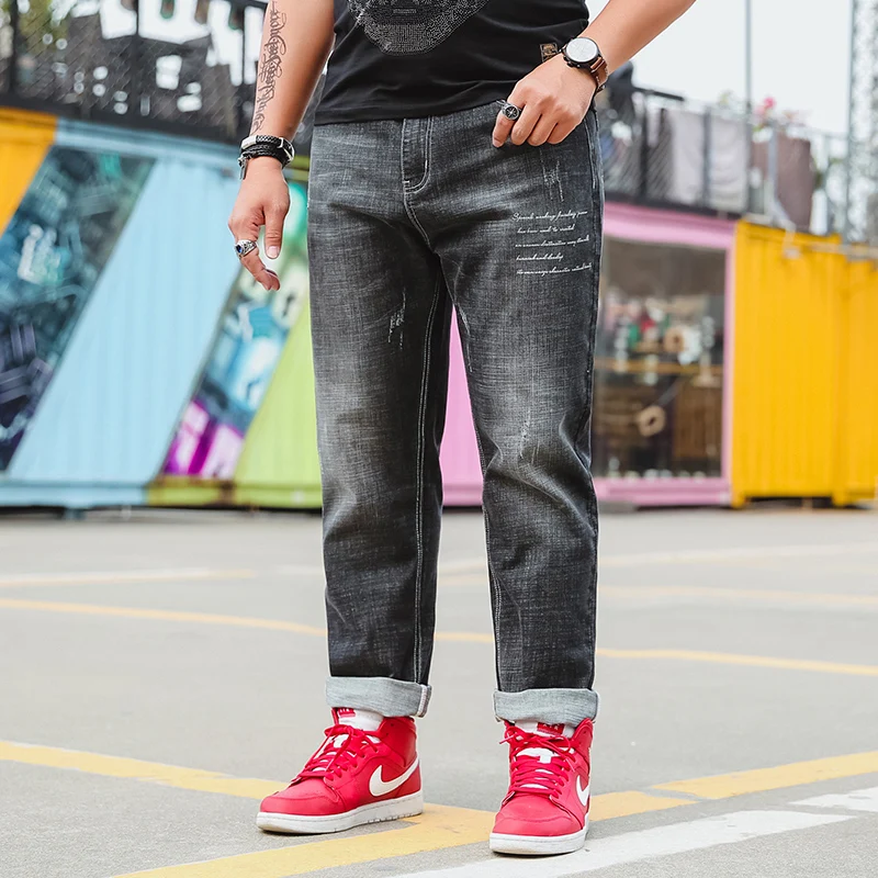 High Quality Big And Tall Men Jeans Mid Waist Casual Jeans 4xl 5xl 6xl