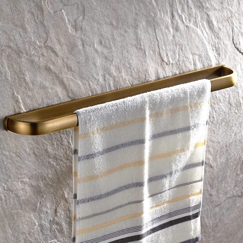 Antique Solid Brass Single Towel Bar 57cm Brushed Bronze Towel Rack