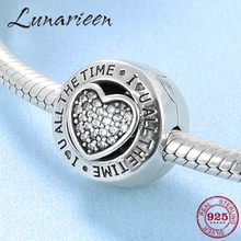 925 пробы Серебряная круглой формы сердце цирконы зажимы Замок бусины подходят Pandora талисманы браслет Женские аксессуары ювелирные изделия