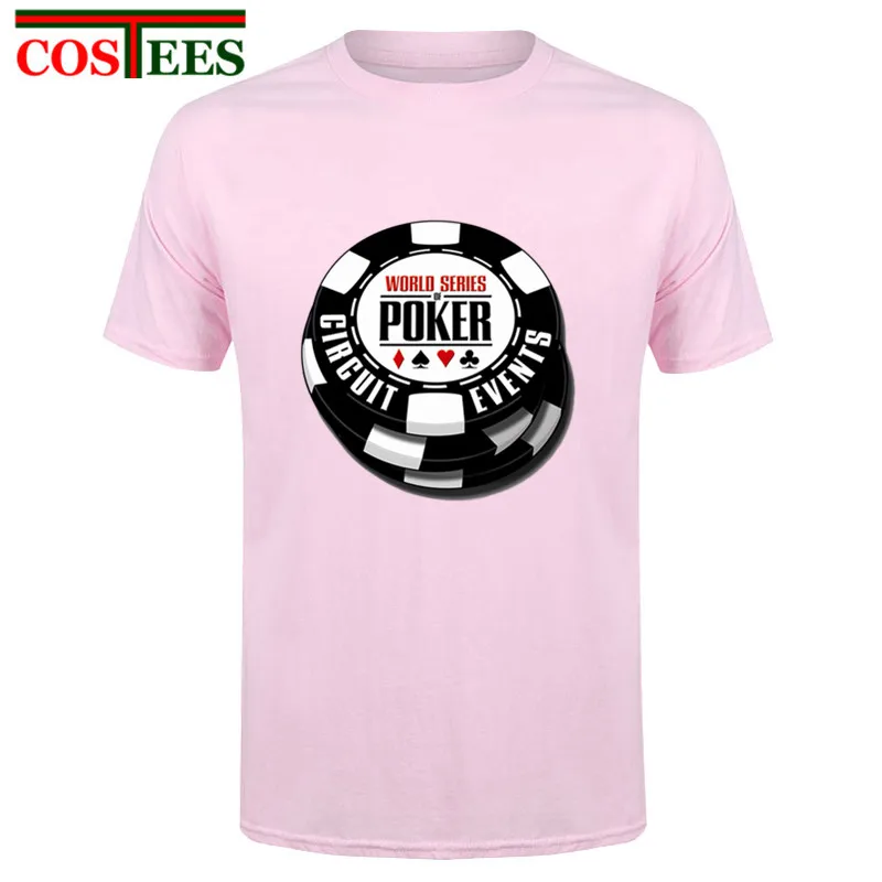 Мужская Повседневная футболка Wsop повседневная хлопковая Футболка с круглым