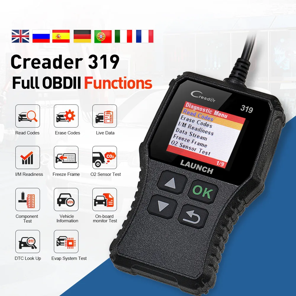 Launch X431 Creader 319 OBD2 сканер OBD диагностический инструмент автомобильный считыватель кодов CR319 OBDII инструменты для сканирования автомобиля PK ELM327 OM123 AD310