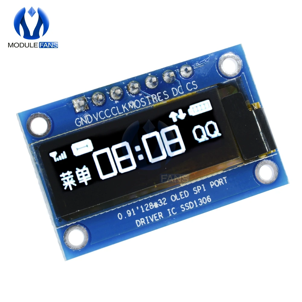 0,91 дюймов SPI 128x32 Белый OLED ЖК-дисплей DIY модуль SSD1306 Драйвер IC DC 3,3 V-5 V для Arduino PIC 0,91''