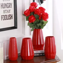 Классическая красная керамическая ваза современная мода Настольная Ваза семейный свадебный цветок расположение Цветок Европейский подарок украшения