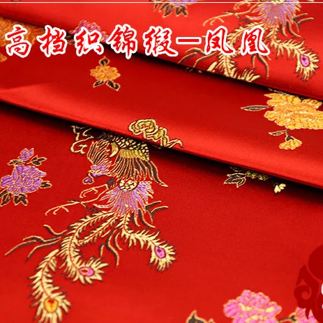 Парчовая жаккардовая ткань костюм Китайская свадьба COS одежда cheongsam дамасская атласная ткань красный фон дракон феникс