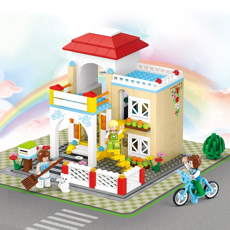 

Kitoz Villa Garden Model DIY Doll House Miniature Mini Dollhouse Small Room Box Home Building Block Brick Compatible With Lego